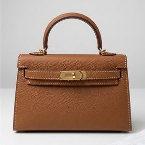 19CM Epsom Leather Top Handle Mini Bag - Golden